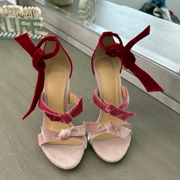 Alexandre Birman Red and Pink Velvet Heels - Picture 2 of 6